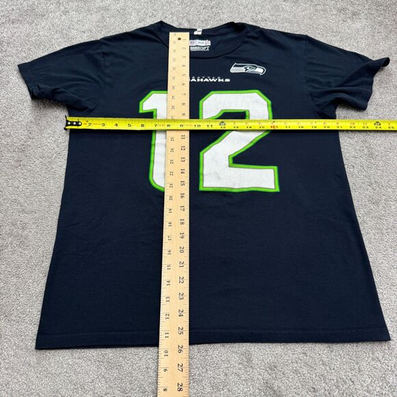 Team Apparel NFL Seattle Seahawks #12 Jersey T- Shirt Mens Medium Blue Fan Tee - Picture 10 of 13